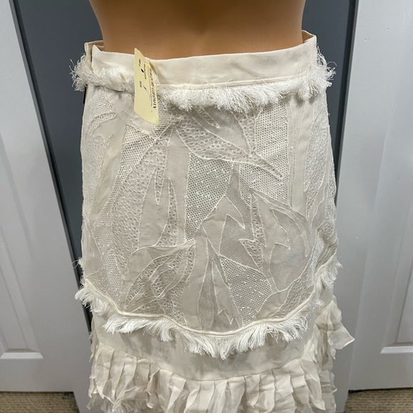 Jason Wu White Silk Mini Skirt w/Pleated Tier Hem - Picture 3 of 11
